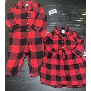 3-6 Months Boy/girl Twin matching plaid gingham Outfits